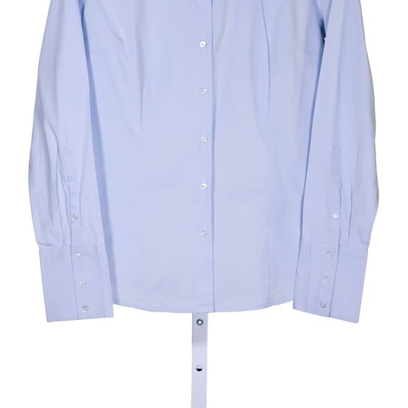 Express Women's Blouse Button Up Blue Stretch Long Sleeve Dress Shirt Top Size 8 - Picture 5 of 8